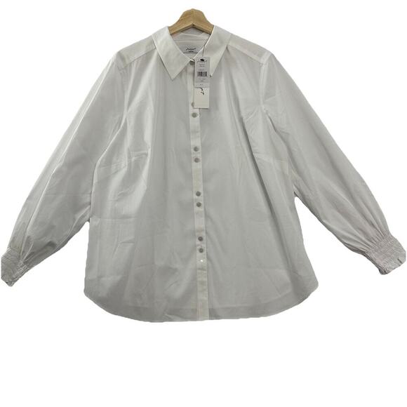 New Foxcroft Button Front Non Iron Shirt Womens 1X White Capsule Office Career - Picture 1 of 13